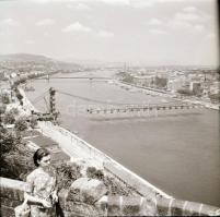 cca 1964 Budapest, az Erzsébet híd építése, 4 db szabadon felhasználható vintage negatív, 6x6 cm