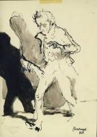 Rozsnyai Sándor szignós rajz 16x12 cm