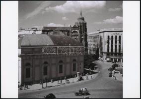 cca 1948 Budapest, Sztálin tér, Deák tér, Tanács körút eleje, 3 db vintage negatívról készült mai na...