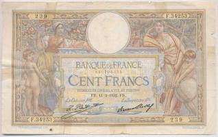 Franciaország 1932. 100Fr T:III- ragasztott, tűly. France 1932. 100 Francs C:VG sticked, needle holes Krause 78