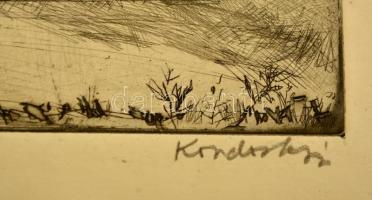 Kondor Lajos (1926-2006): Bajnai vizügyi technika. Rézkarc, papír, jelzett, 19 x 29 cm