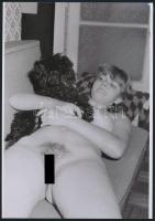 cca 1974 Házi kedvenc, 2 db szolidan erotikus fénykép, vintage negatívokról készült mai nagyítások, ...