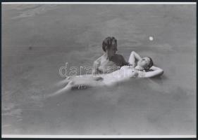 cca 1971 Előjátékok, 3 db szolidan erotikus fénykép, vintage negatívokról készült mai nagyítások, 25x18 cm / 3 erotic photos, 25x18 cm