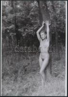 cca 1972 Fűben, fában van az orvosság, 2 db szolidan erotikus fénykép, vintage negatívokról készült mai nagyítások, 25x18 cm / 2 erotic photos, 25x18 cm