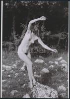 cca 1977 Otthonkában és anélkül Kövespusztán, 3 db szolidan erotikus fénykép, vintage negatívokról k...