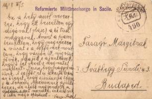 Polcenigo, Via S. Rocoo / street view with donkey cart, litho + Reformierte Militärseelsorge in Saci...