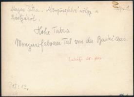 cca 1910 Magas-Tátra, a Menguszfalvi-völgy a Bástyáról, Erdélyi Mór felvétele, hátulján feliratozva,...