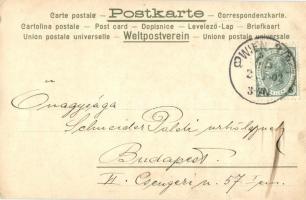 Prosit Neujahr / Art Nouveau golden lady litho art postcard s: Carl Józsa  (EK)