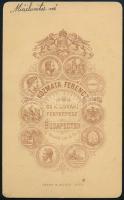 cca 1874 Miáilovitsné feliratozott, vizitkártya méretű fényképe, Kozmata Ferenc budapesti műterméből...