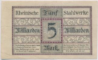 Németország / Weimari Köztársaság / "Rajnai Acélművek" 1923. 5.000.000.000M Duisburg-Meide...