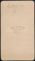 cca 1860 Geittner Pepi feliratozott, vizitkártya méretű fényképe, Canzi és Heller pesti műterméből, ...