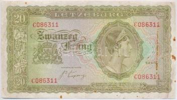 Luxemburg / Szövetséges megszállás 1943. 20Fr T:III,III- kopott, fo. Luxembourg / Allied occupation 1943. 20 Frang C:F,VG bend,  spotted Krause 42