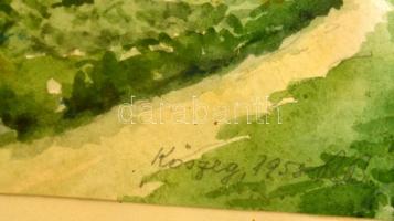 R.B. jelzéssel: Kőszeg 1958. Akvarell, papír, üvegezett keretben, 23×17 cm