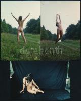 cca 1979 Hétvégi fotózások, 21 db szolidan erotikus fénykép, korabeli negatívokról készült mai nagyí...