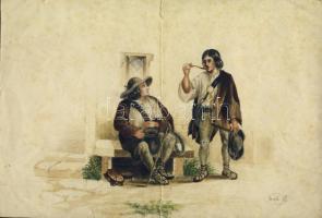 Gyula.. szignós rajz vegyes technika 23x16 cm (kis szakadások)