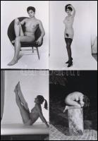 cca 1977 Szépleányok, szépasszonyok ruha nélkül, 44 db szolidan erotikus fénykép, korabeli negatívok...