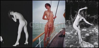cca 1977 Szépleányok, szépasszonyok ruha nélkül, 44 db szolidan erotikus fénykép, korabeli negatívok...
