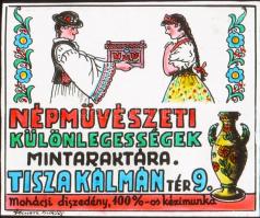 cca 1947 Budapesti iparosok és kereskedők szolgáltatási, 13 db reklám diapozitív kép Fekete György (...