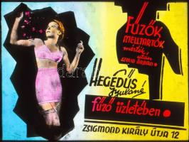 cca 1947 Budapesti iparosok és kereskedők szolgáltatási, 13 db reklám diapozitív kép Fekete György (...