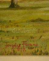 Forgács Ferenc (?-): Tehenek a szivárvány alatt. Akvarell, papír, jelzett, üvegezett keretben, 23×34...