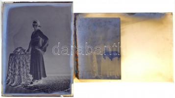 1930-as feliratú dobozban 21 db szabadon felhasználható, vintage üveglemez negatív, az egri Fotó-GRÁ...