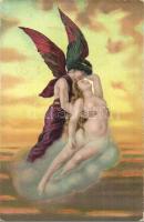 12 db RÉGI motívumlap, hölgyek, közte 3 Usabal aláírásával / 12 pre-1945 motive cards, ladies, among...