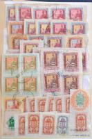 Okmánybélyeg tétel közepes berakóban benne használatlan ívdarabok, okmány kivágások stb. / Lot of fi...