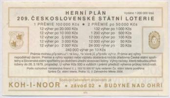 Csehszlovákia 1979.  "209. Československá Státní Loterie (209. Csehszlovák Állami Lottó)" ...