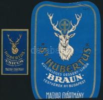 cca 1930-1940 2 db St. Hubertus italcímke + Kónya Zoltán (1891-?) által tervezett St. Hubertus reklá...