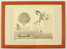 Artner Margit (1954-): Napóra. Pontozott rézkarc (maratás), papír, jelzett a karcon, üvegezett keretben, 24×29 cm
