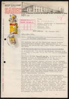 1944 Sadec Cacao- Schokolade- & Bonbonfabrik díszes fejléces hivatali levél és számla Stühmer részére