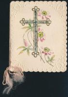 1901 Litografált, dombornyomott confirmációs emlékkártya. / Embossed litho confirmation booklet. 10x13 cm