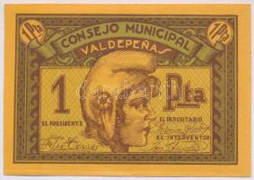 Spanyolország / Ciudad Real / Valdepenas ~1930-1940. 1P szükségpénz T:I,I- Spain / Ciudad Real / Valdepenas ~1930-~1940. 1 Peseta necessity note C:UNC,AU