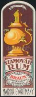 cca 1910 Szamovár rum italcímke, Braun Testvérek Rt., Posner, litho, 16,5x6 cm
