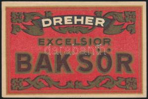cca 1920 Dreher Excelsior Bak sörcímke, Athenaeum, litho, 8x12 cm