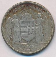 1930. 5P Ag "Horthy jobbra" T:3 patina 
Adamo P8