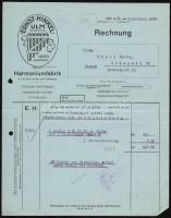 1929 Ernst Hinkel Harmoniumfabrik díszes fejléces számla Ehall Márton zongorakészítő részére