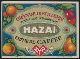 cca 1910 Hazai likőrgyár kávélikőr italcímke, Grafikai Intézet Rt., litho, 8,5x11,5 cm