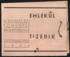 1936 Dunakeszi Főműhely megnyitásának 10. évfordulója emlékéül, leporelló füzet, 12 db képpel,