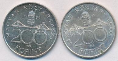 1994. 200Ft Ag "Deák" (2x) T:1-,2 kis patina
Adamo F13.1