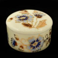 Zsolnay búzavirág mintás porcelán ékszerdobozka, kézzel festett, jelzett, hibátlan, 4x2,5 cm