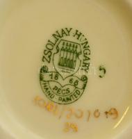 Zsolnay búzavirág mintás porcelán ékszerdobozka, kézzel festett, jelzett, hibátlan, 4x2,5 cm