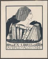 Sassy Attila (Aiglon) (1880-1967): Ex libris Ambrózy Ágostonné, klisé, papír, jelzett a dúcon, 8×7 cm