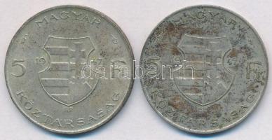 1947. 5Ft Ag "Kossuth" (2x) T:2,2- patina 
Adamo F8.1