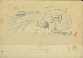 15 db karikatúra, rajz és vázlat különböző művészektől (érdekes tétel)