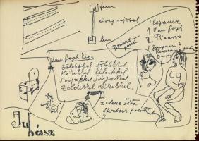 15 db karikatúra, rajz és vázlat különböző művészektől (érdekes tétel)