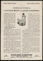 A Savage mosó- és szárítógép reklám szórólapja
