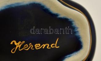 Herend jelzéssel kobaltkék virágmintás bonbonier, kézzel festett, jelzett, hibátlan, 8x5x5 cm