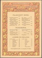1936 a balatonkenesei fővárosi üdülőhely játékháza díszes étlapja