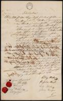 1854 Győr, német nyelvű kötelezvény, szignettával, illetve ügyvédi és győri bírói viaszpecsétekkel